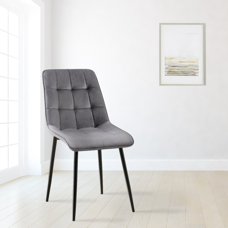 Chaise de salle à manger Gifford en velours gris foncé