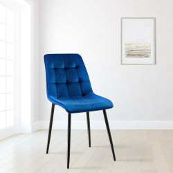 Chaise de salle à manger Gifford en velours bleu foncé