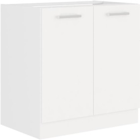 ATLAS Meuble sous-évier 2 portes - L 80 x H 82 x P52 cm - Décor blanc - Plan de travail non inclus