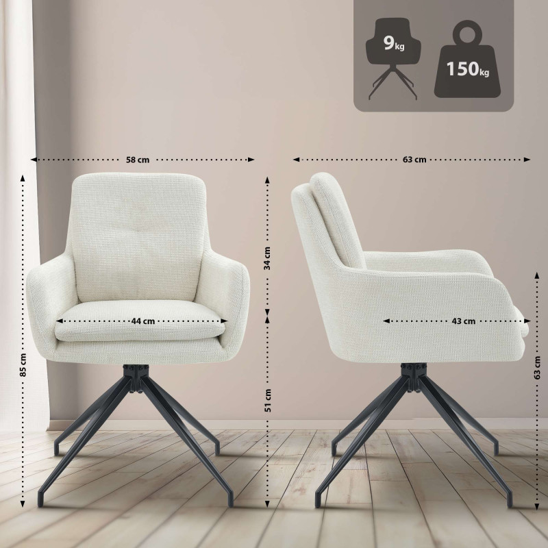 Chaise de salle à manger Pickett en tissu crème