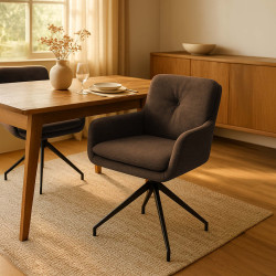 Chaise de salle à manger Pickett en tissu marron