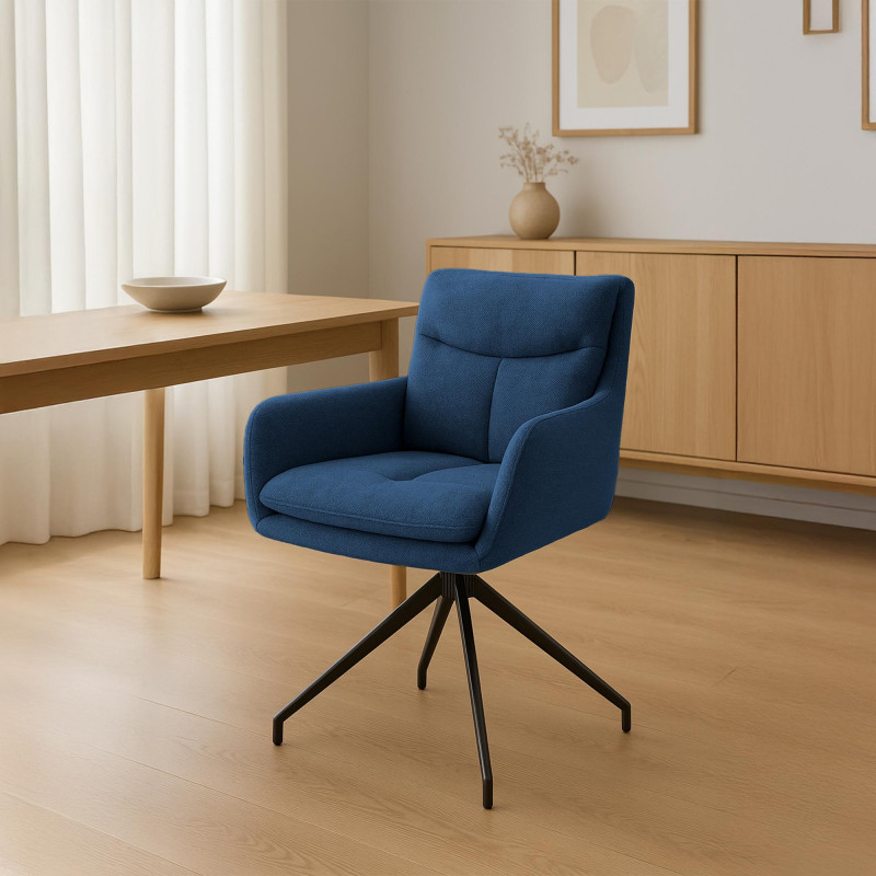 Chaise de salle à manger Somers en tissu bleu