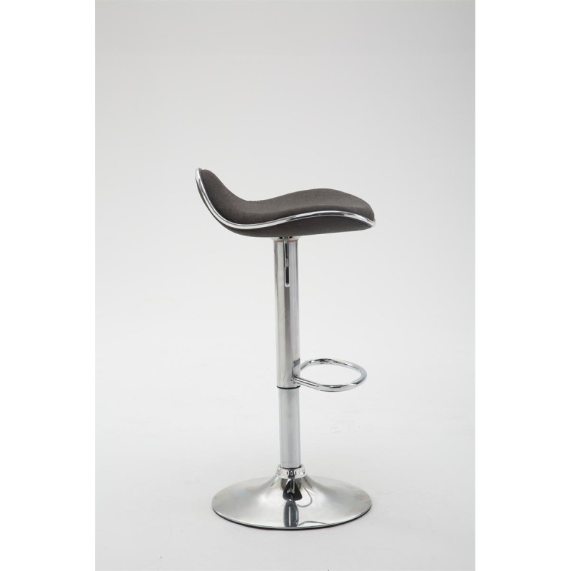 Tabouret de bar Shanghai tissu chromé gris foncé