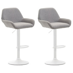Lot de 2 tabourets de bar Braga tissu blanc gris