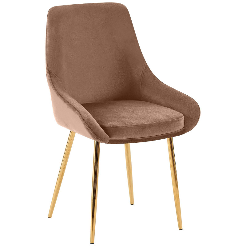 Lot de 2 chaises de salle à manger Elmira en velours doré marron