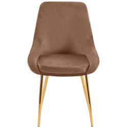Lot de 2 chaises de salle à manger Elmira en velours doré marron
