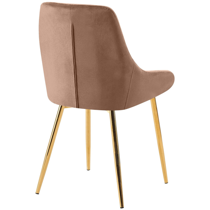 Lot de 2 chaises de salle à manger Elmira en velours doré marron