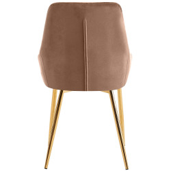 Lot de 2 chaises de salle à manger Elmira en velours doré marron