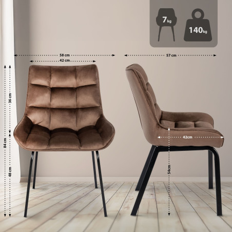 Chaise Saranda en velours marron