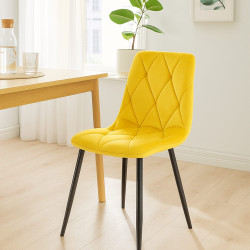 Lot de 2 chaises de salle à manger Clairton en velours jaune