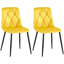 Lot de 2 chaises de salle à manger Clairton en velours jaune