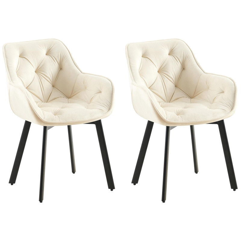 Lot de 2 chaises de salle à manger Antigo velours crème
