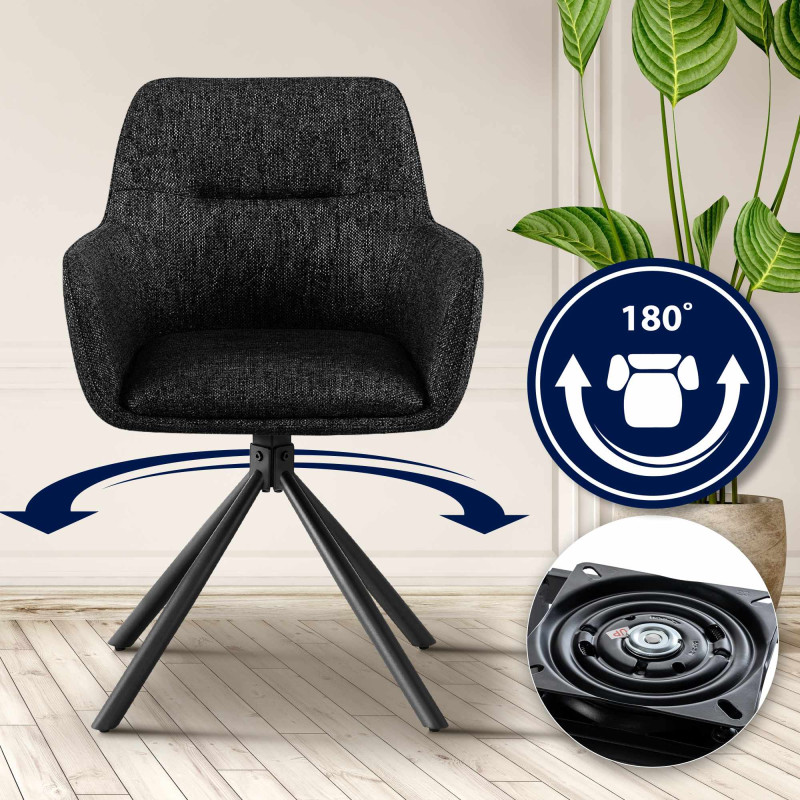 Chaise Tipton en tissu noir