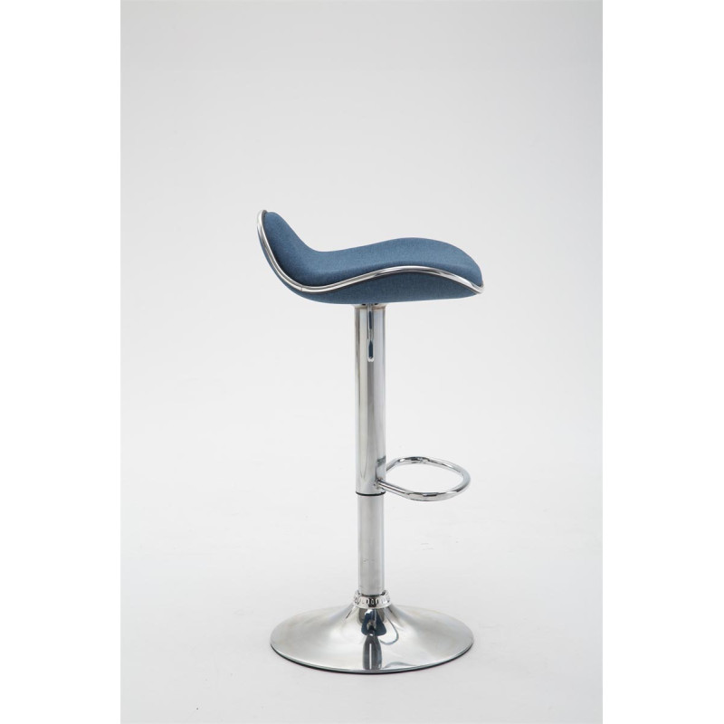 Tabouret de bar Shanghai tissu chromé bleu