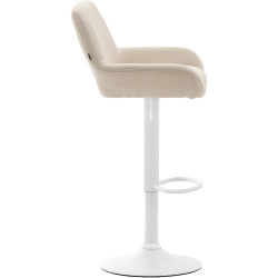 Lot de 2 tabourets de bar Braga tissu blanc crème