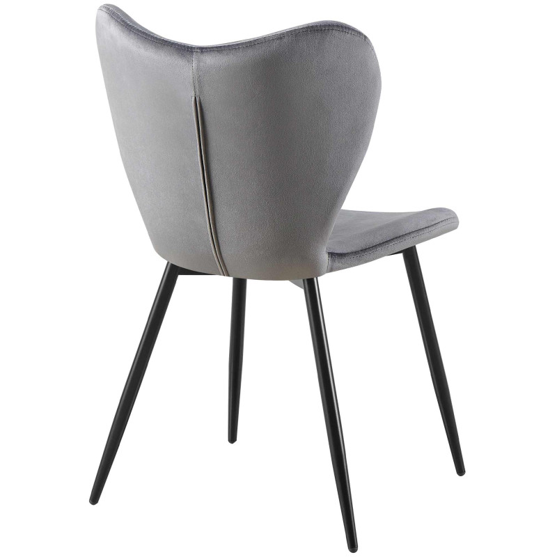 Chaise de salle à manger Maika en velours gris foncé