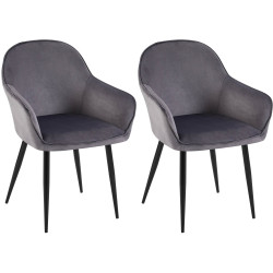 Lot de 2 chaises de salle à manger Boise en velours gris foncé