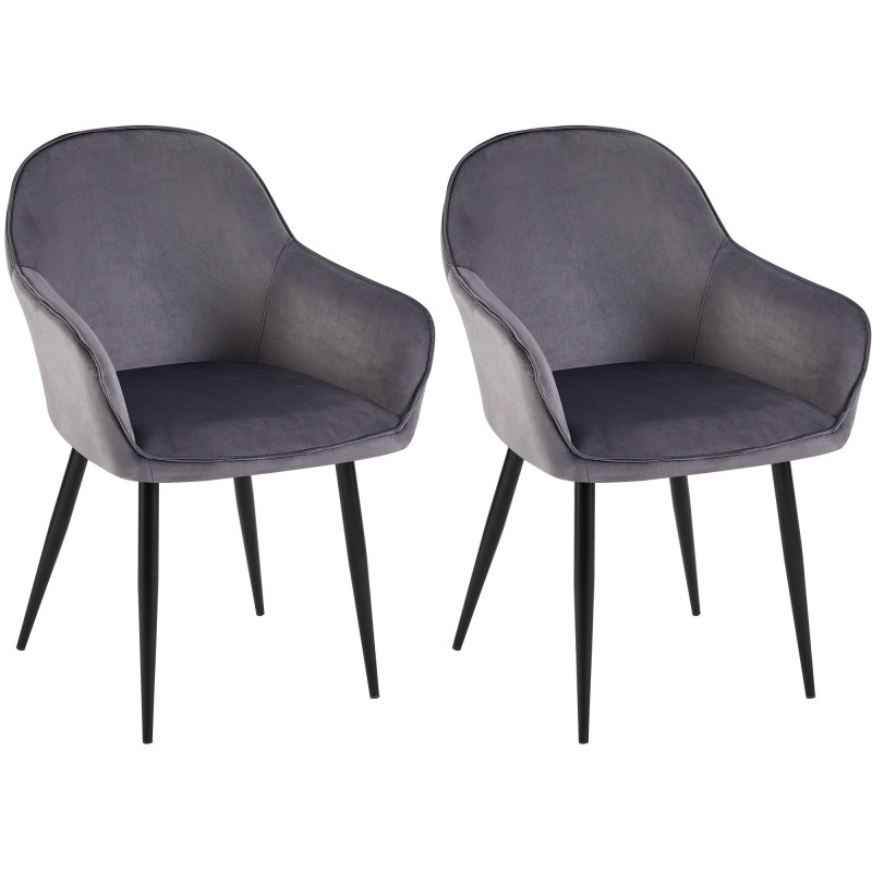 Lot de 2 chaises de salle à manger Boise en velours gris foncé