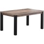 Table a manger fixe EMILE 6 personnes - Mélamine chene brun tabac et noir mat - L160 x P90 x H77 cm - TRENDTEAM