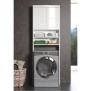 Meuble rangement dessus machine a laver AMANDA - 2 portes - Blanc brillant - L63 x P24 x H187 cm