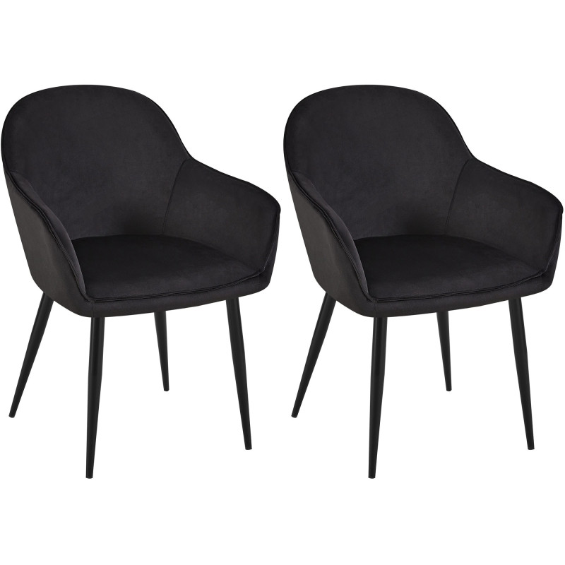 Ensemble de 2 chaises de salle à manger Boise en velours noir