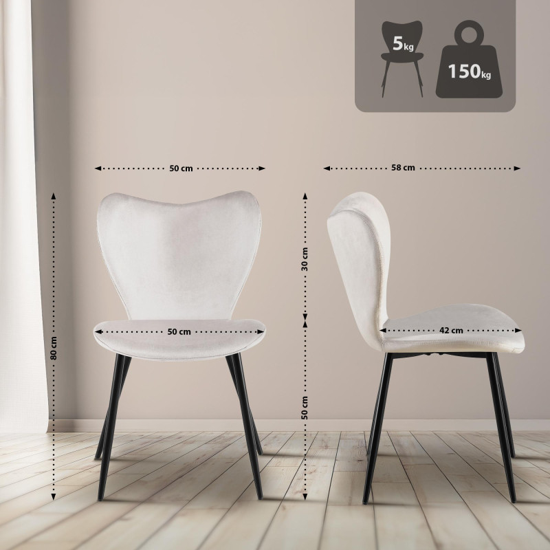 Chaise de salle à manger Maika en velours gris