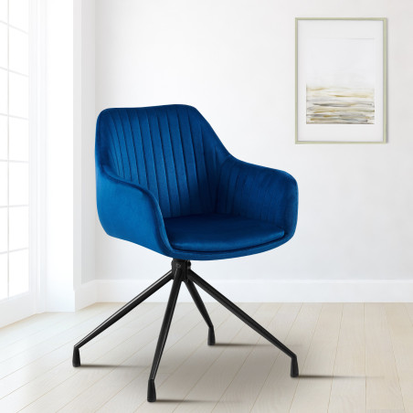 Chaise de salle à manger Welby en velours bleu foncé