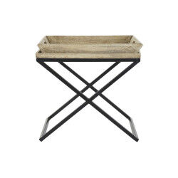 Table d'appoint DKD Home Decor Noir Naturel Métal Bois de manguier 55 x 45 x 53 cm