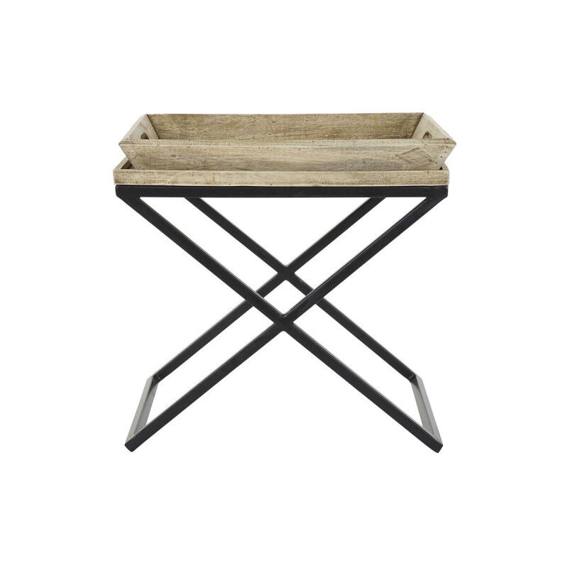 Table d'appoint DKD Home Decor Noir Naturel Métal Bois de manguier 55 x 45 x 53 cm