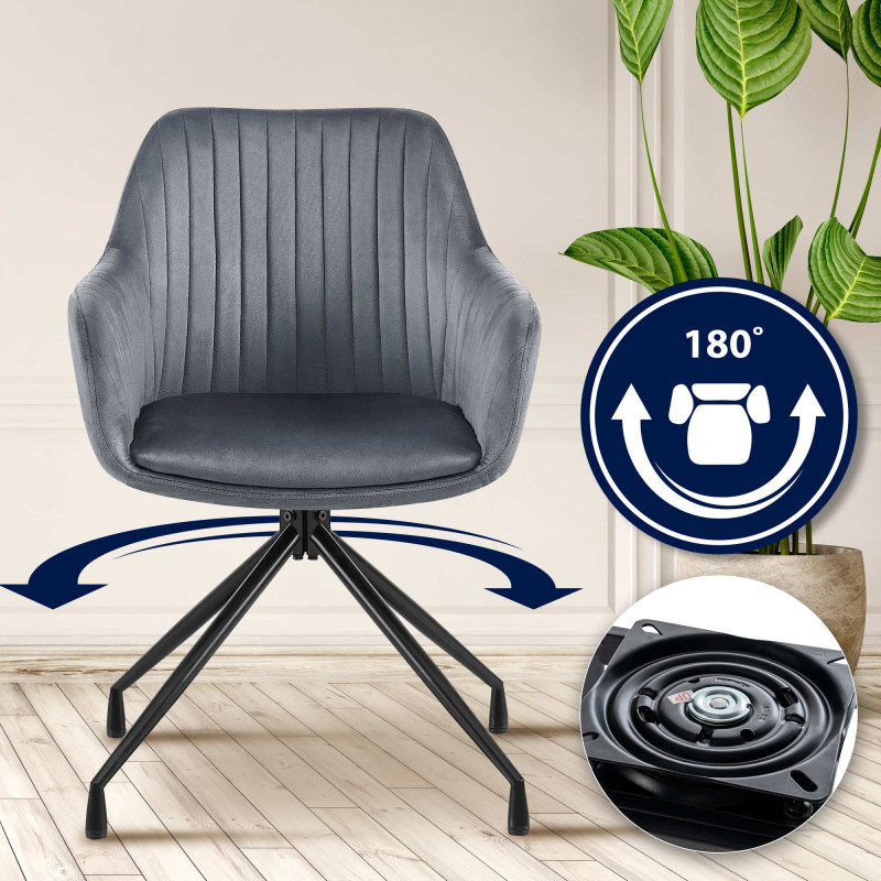 Chaise de salle à manger Welby en velours gris foncé