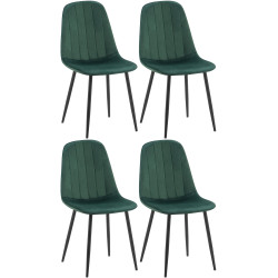Lot de 4 chaises de salle à manger Baxter en velours vert