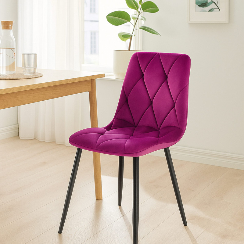 Ensemble de 2 chaises de salle à manger Clairton en velours violet