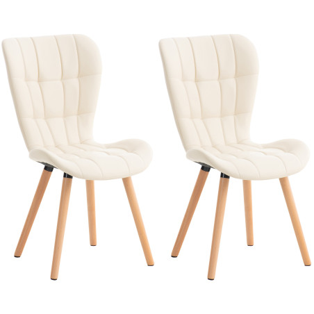 Lot de 2 chaises Elda, simili cuir crème