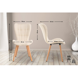 Ensemble de 2 chaises Elda, similicuir, crème