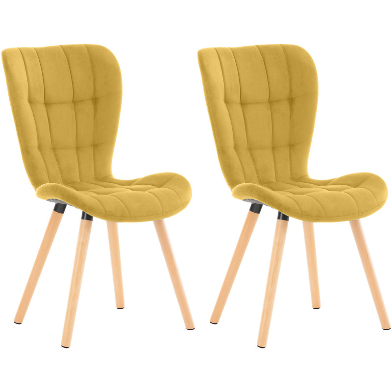 Ensemble de 2 chaises Elda en velours jaune