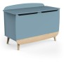 Coffre a jouets - FIRMIANA - style scandinave - Bleu orage et bois naturel - 82,4 x 39,1 x 58,9 cm - DEMEYERE