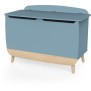 Coffre a jouets - FIRMIANA - style scandinave - Bleu orage et bois naturel - 82,4 x 39,1 x 58,9 cm - DEMEYERE