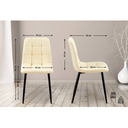 Lot de 4 chaises de salle à manger Antibes en similicuir crème