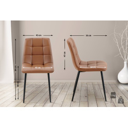 Lot de 4 chaises de salle à manger Antibes simili cuir marron foncé