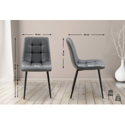 Lot de 4 chaises de salle à manger Antibes simili cuir gris foncé