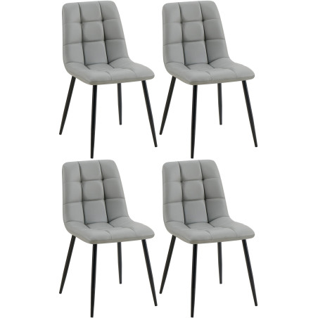 Lot de 4 chaises de salle à manger Antibes simili cuir gris clair