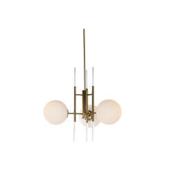Suspension DKD Home Decor 64 x 64 x 64 cm Verre Doré Métal Blanc 50 W