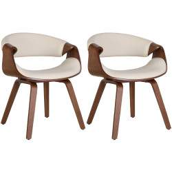 Lot de 2 chaises de salle à manger Foley, similicuir, chêne/crème