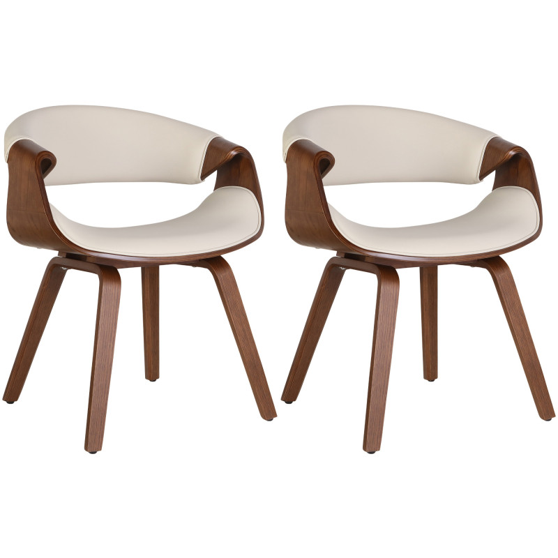 Lot de 2 chaises de salle à manger Foley, similicuir, chêne/crème