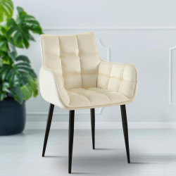 Fauteuil Tirana, velours, crème