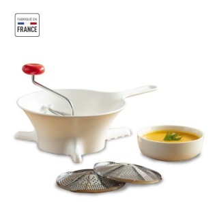 MOULINEX K1012014 Grand moulin a légumes, 2 grilles inox, Pieds antidérapants, Soupe, Compotes, Coulis, Fabriqué en France, Blan