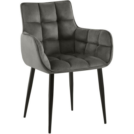 Fauteuil Tirana en velours anthracite