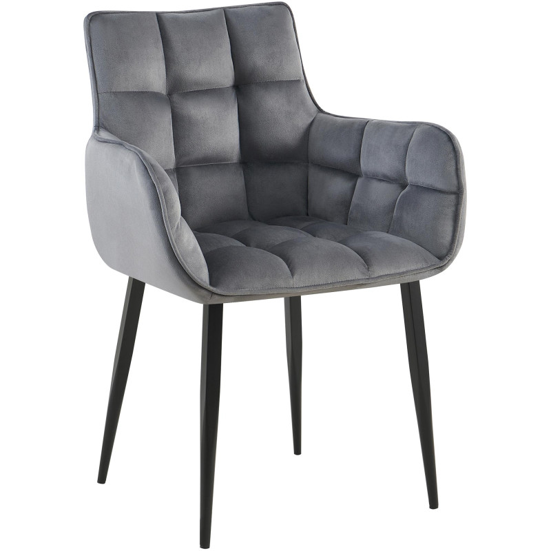 Chaise Tirana en velours gris foncé