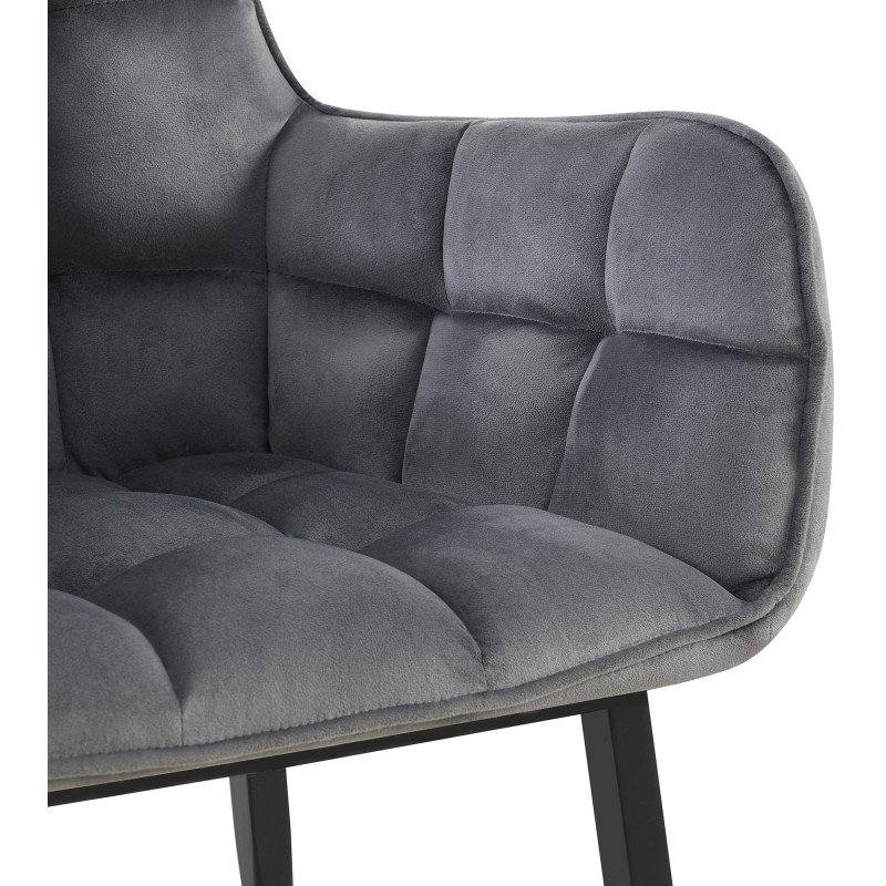 Chaise Tirana en velours gris foncé