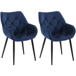 Ensemble de 2 chaises Tanna en velours bleu foncé